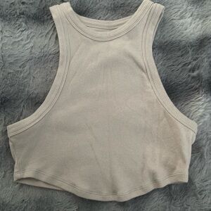 PacSun Cream Ribbed Crop Tank Top
